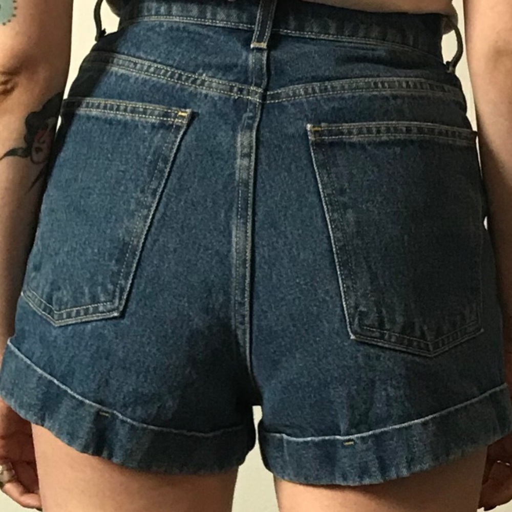 SOLD—American Apparel High Waist Denim Cuff Shorts